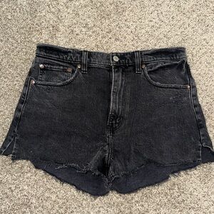 NEW Abercrombie & Fitch 28 6 Mom Shorts Black Jeans High Rise Distressed Cutoff